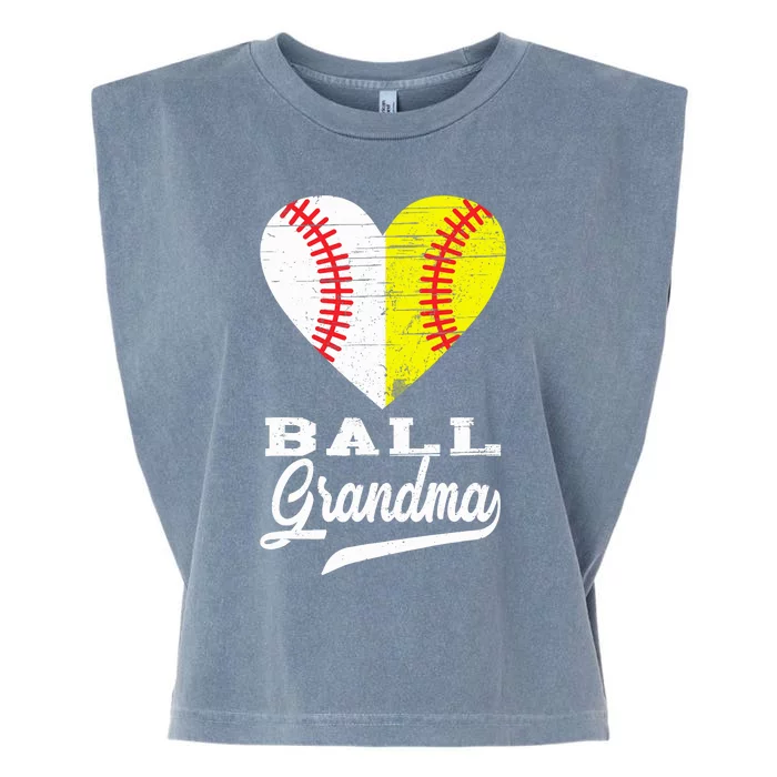 Ball Grandma Baseball Softball Heart Sport Lover Funny Gifts Garment-Dyed Women's Muscle Tee