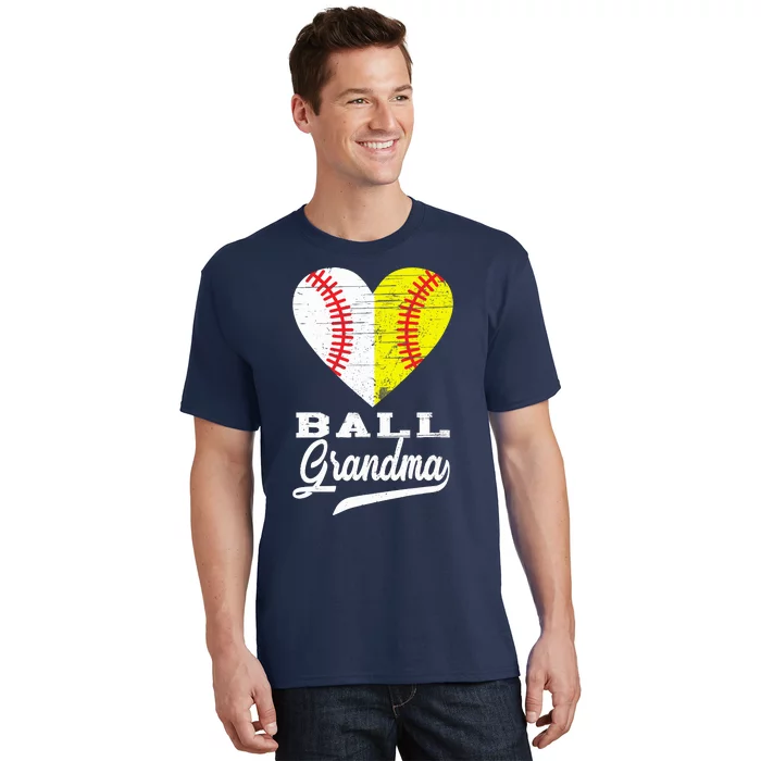 Ball Grandma Baseball Softball Heart Sport Lover Funny Gifts T-Shirt