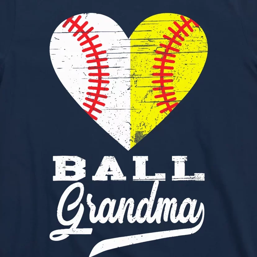 Ball Grandma Baseball Softball Heart Sport Lover Funny Gifts T-Shirt