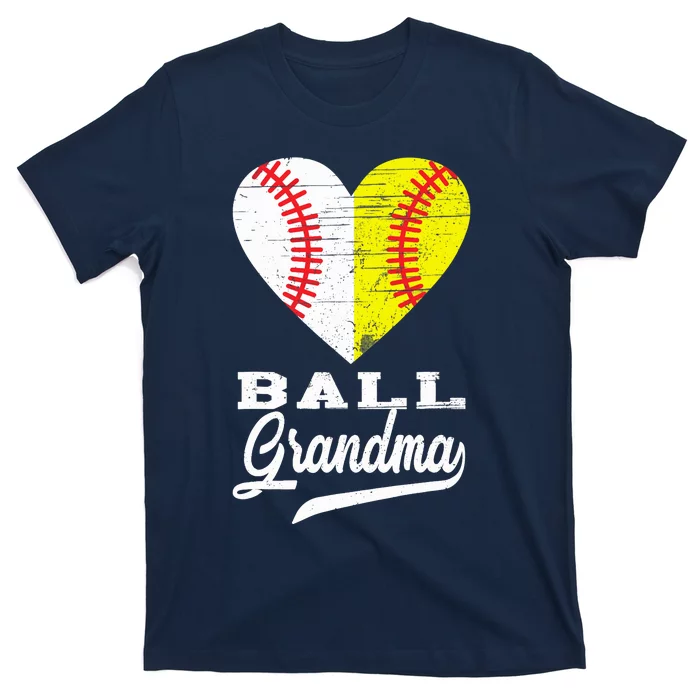 Ball Grandma Baseball Softball Heart Sport Lover Funny Gifts T-Shirt