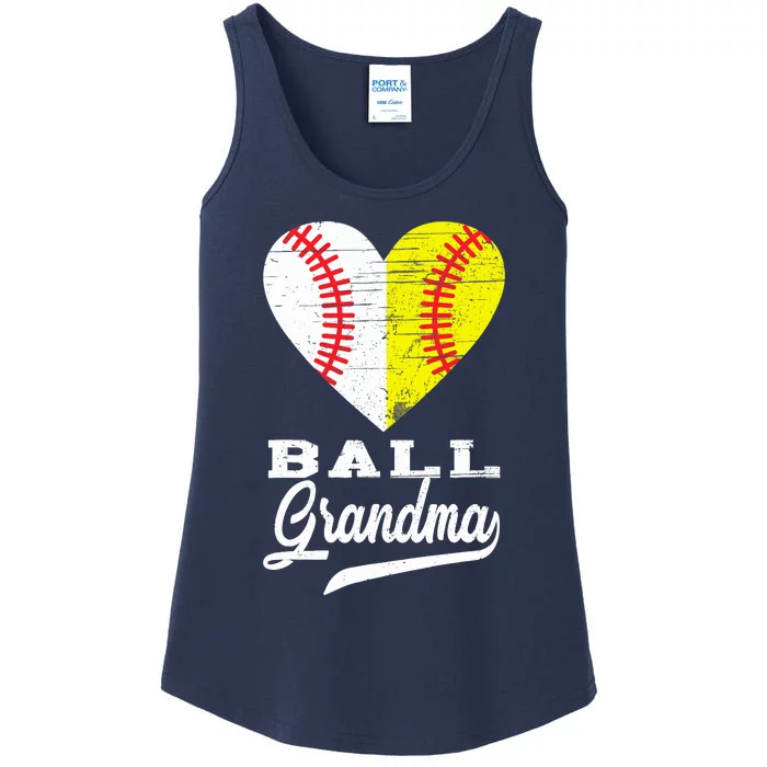 Ball Grandma Baseball Softball Heart Sport Lover Funny Gifts Ladies Essential Tank