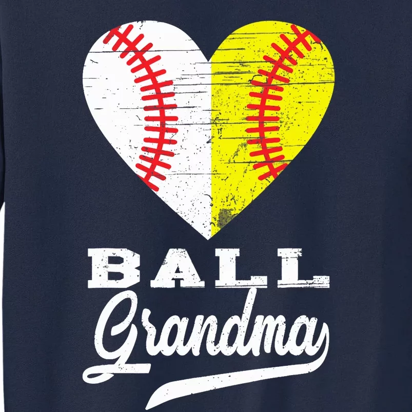 Ball Grandma Baseball Softball Heart Sport Lover Funny Gifts Tall Sweatshirt