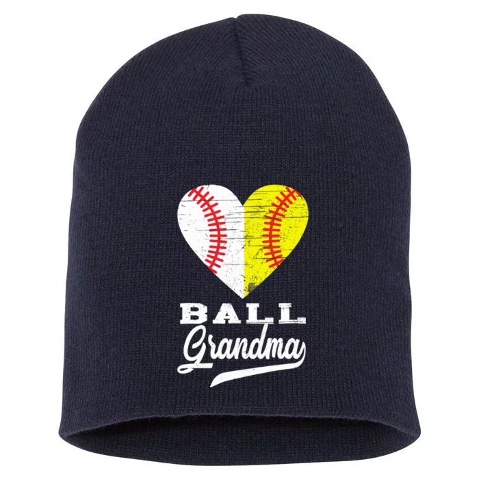 Ball Grandma Baseball Softball Heart Sport Lover Funny Gifts Short Acrylic Beanie