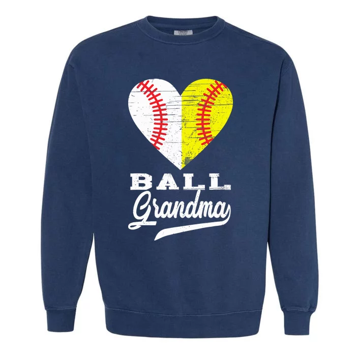 Ball Grandma Baseball Softball Heart Sport Lover Funny Gifts Garment-Dyed Sweatshirt