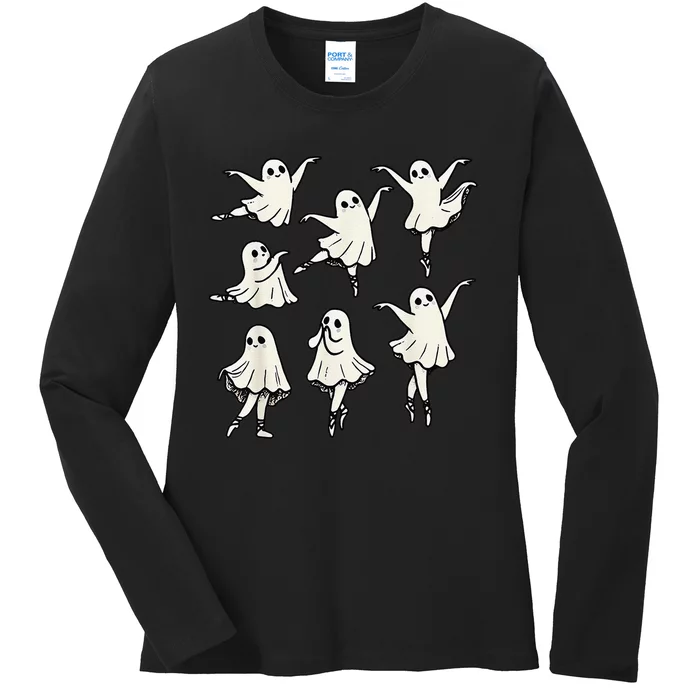 Ballet Ghost Ballet Dancer Spooky Dance Teacher Halloween Gift Ladies Long Sleeve Shirt