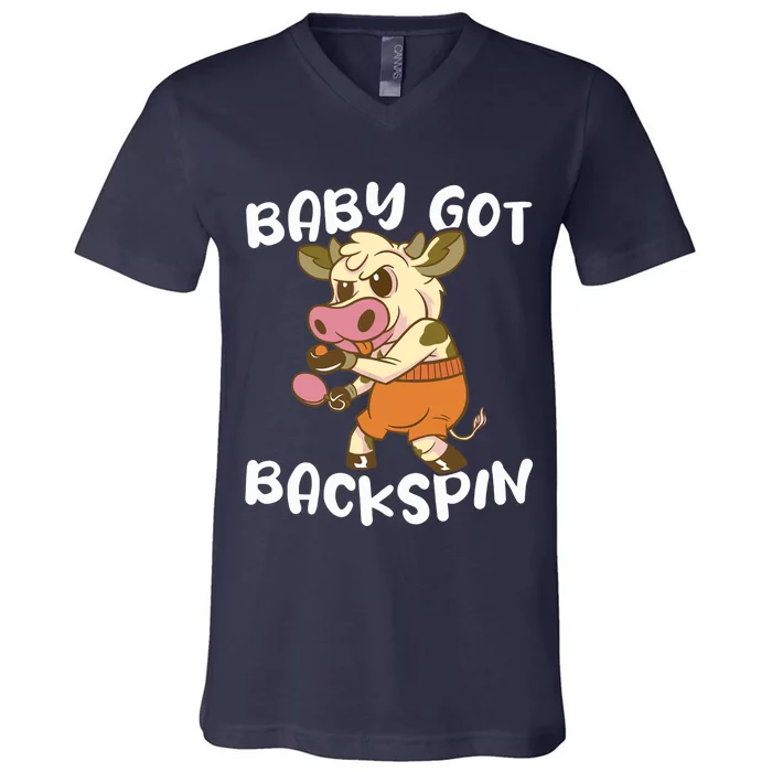 Baby Got Backspin Table Tennis Funny Ping Pong V-Neck T-Shirt