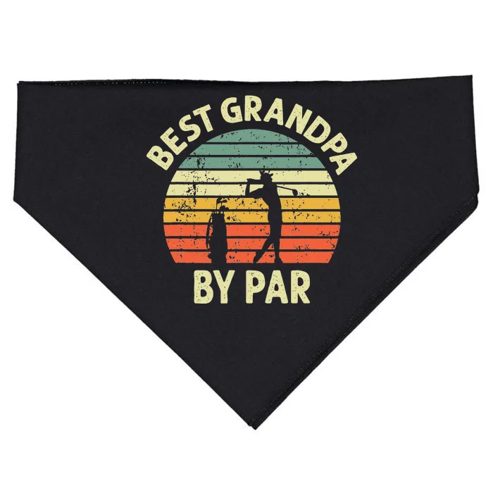 Best Grandpa By Par Golf Golfer Golfing Grandfather Design USA-Made Doggie Bandana