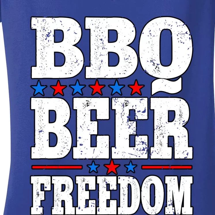 Barbecue Grill Bbq Beer Freedom Gift Women's V-Neck T-Shirt