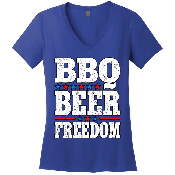 Barbecue Grill Bbq Beer Freedom Gift Women's V-Neck T-Shirt