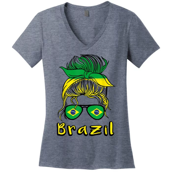 Brazilian Girl Brazil Girls Football Brasil Brazilian Women's V-Neck T-Shirt