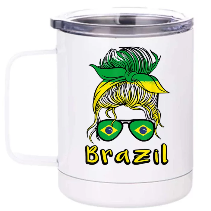 Brazilian Girl Brazil Girls Football Brasil Brazilian Front & Back 12oz Stainless Steel Tumbler Cup