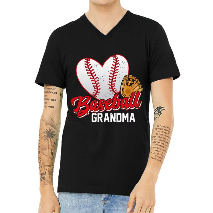 Baseball Grandma Baseball Lovers Mothers Day Gifts Women V-Neck T-Shirt