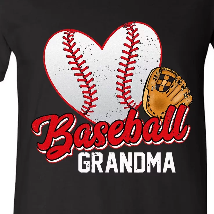 Baseball Grandma Baseball Lovers Mothers Day Gifts Women V-Neck T-Shirt