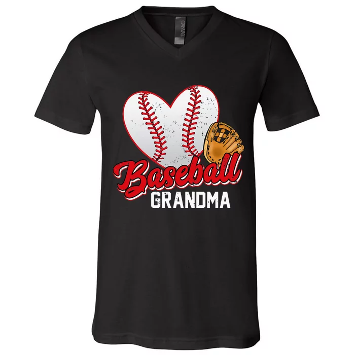 Baseball Grandma Baseball Lovers Mothers Day Gifts Women V-Neck T-Shirt