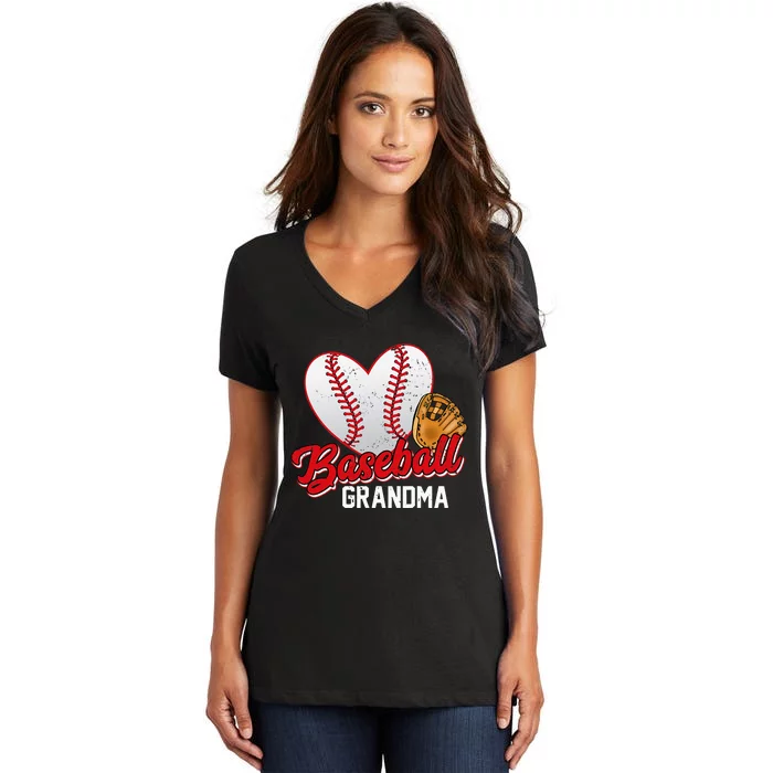 Baseball Grandma Baseball Lovers Mothers Day Gifts Women Women's V-Neck T-Shirt