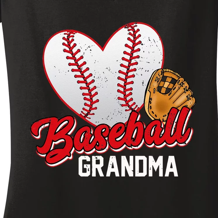 Baseball Grandma Baseball Lovers Mothers Day Gifts Women Women's V-Neck T-Shirt