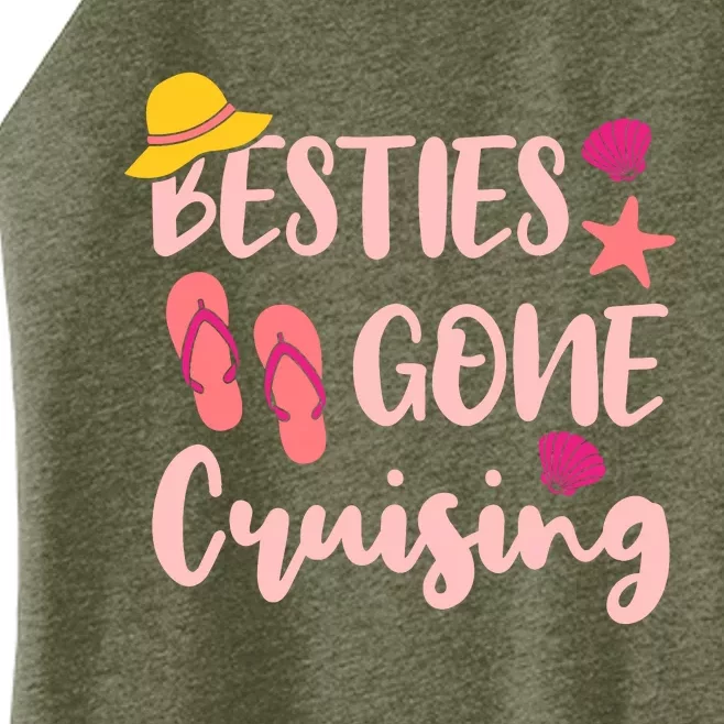 Besties Gone Cruising Ladies Girl Girlfriends Cruise Vacay Women’s Perfect Tri Rocker Tank