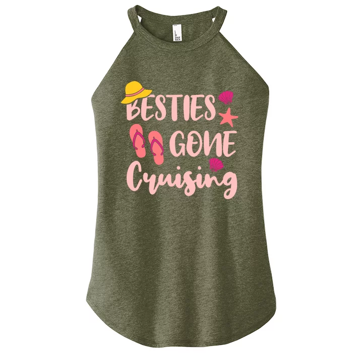 Besties Gone Cruising Ladies Girl Girlfriends Cruise Vacay Women’s Perfect Tri Rocker Tank