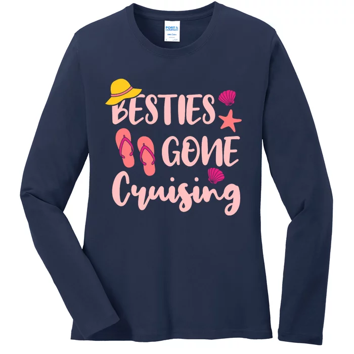 Besties Gone Cruising Ladies Girl Girlfriends Cruise Vacay Ladies Long Sleeve Shirt