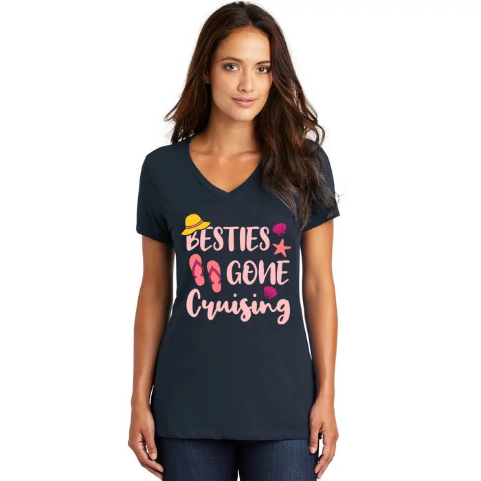 Besties Gone Cruising Ladies Girl Girlfriends Cruise Vacay Women's V-Neck T-Shirt