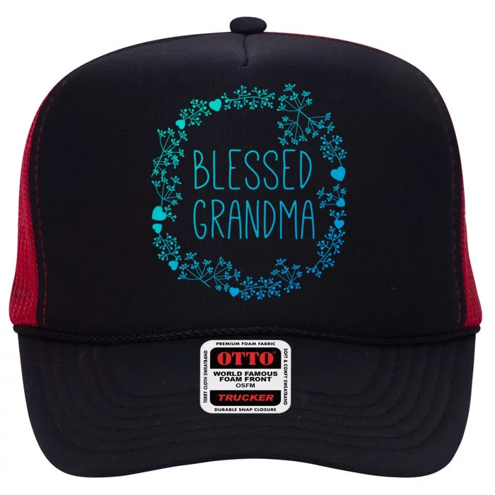 Blessed Grandma Christian Religious Funny Gift Best Grammy Ever Funny Gift High Crown Mesh Trucker Hat