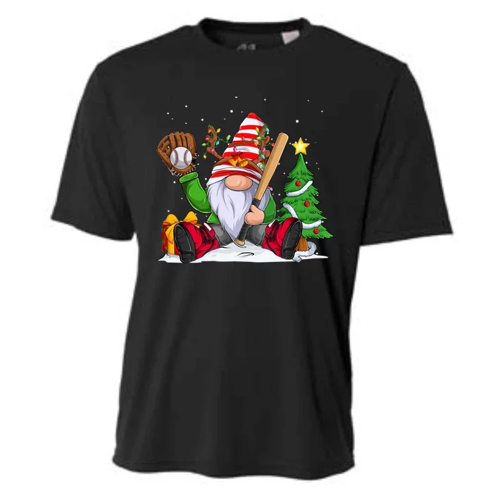 Baseball Gnome Christmas Winter Season Catcher Pitcher Funny Gift Cooling Performance Crew T-Shirt