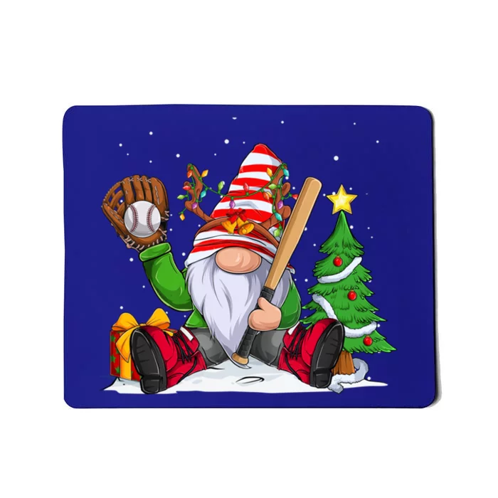 Baseball Gnome Christmas Winter Season Catcher Pitcher Funny Gift Mousepad