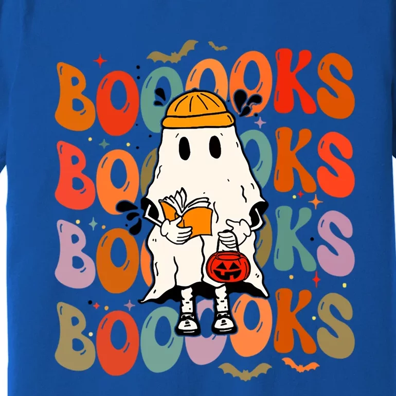 Booooks Groovy Cute Ghost Book Retro Reading Halloween Meaningful Gift Premium T-Shirt