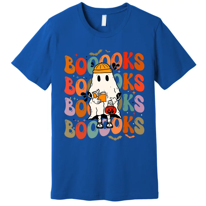 Booooks Groovy Cute Ghost Book Retro Reading Halloween Meaningful Gift Premium T-Shirt