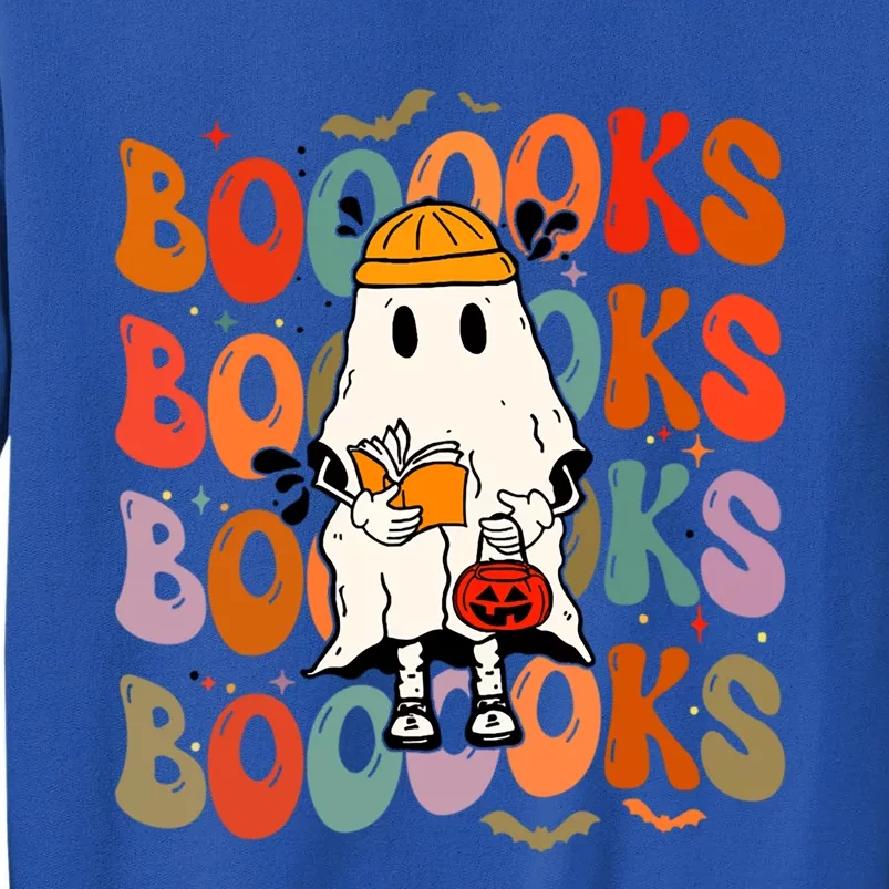 Booooks Groovy Cute Ghost Book Retro Reading Halloween Meaningful Gift Tall Sweatshirt