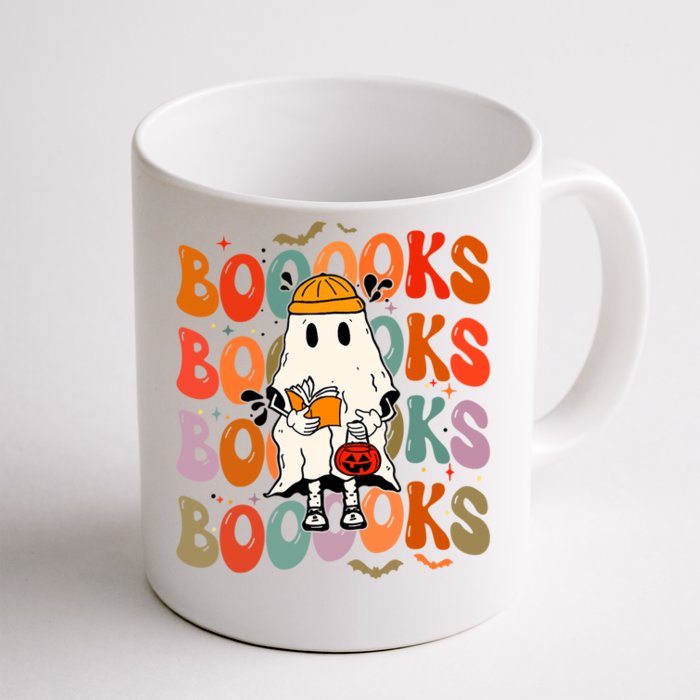 Booooks Groovy Cute Ghost Book Retro Reading Halloween Meaningful Gift Front & Back Coffee Mug