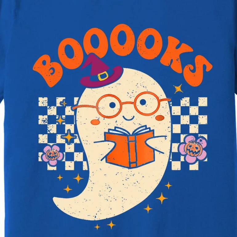 Booooks Groovy Cute Ghost Book Retro Reading Halloween Gift Premium T-Shirt