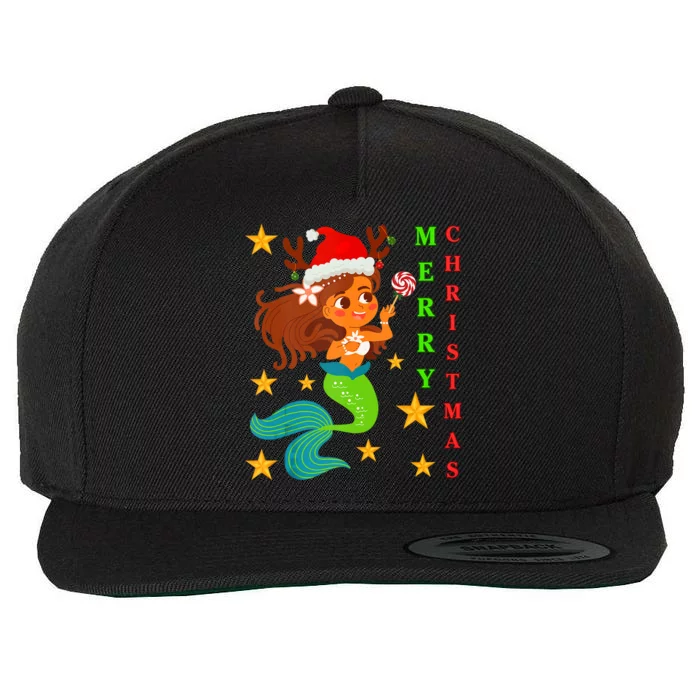 Black Girl Cute Mermaid Santa Claus Merry Christmas Tank Top Wool Snapback Cap