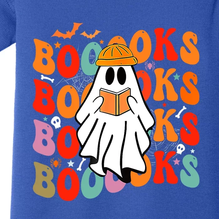 Booooks Groovy Cute Ghost Book Retro Reading Halloween Great Gift Baby Bodysuit