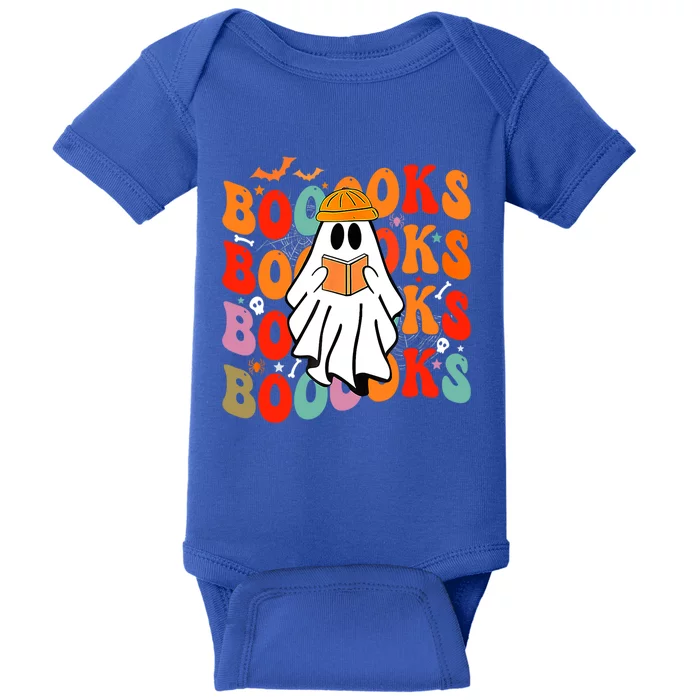 Booooks Groovy Cute Ghost Book Retro Reading Halloween Great Gift Baby Bodysuit