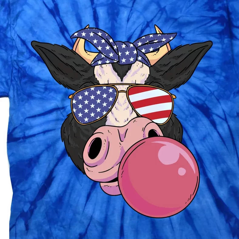 Bubble Gum Cow 4th Of July Design Usa Patriotic Cow Cute Gift Tie-Dye T-Shirt