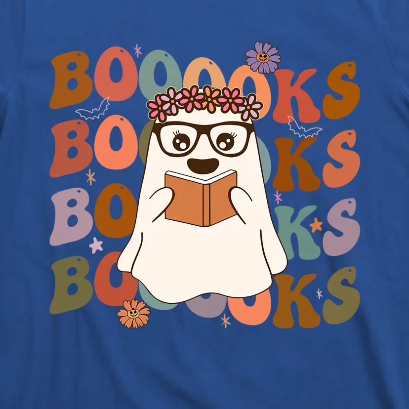 Booooks Groovy Cute Ghost Book Retro Reading Halloween Gift T-Shirt