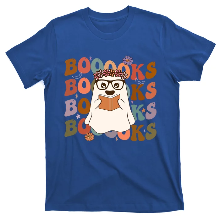 Booooks Groovy Cute Ghost Book Retro Reading Halloween Gift T-Shirt