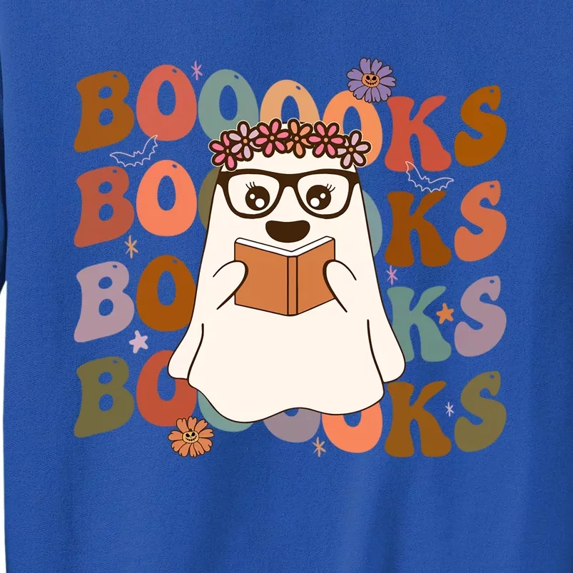 Booooks Groovy Cute Ghost Book Retro Reading Halloween Gift Tall Sweatshirt