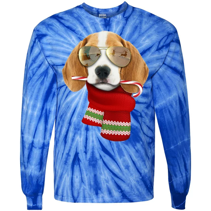 Beagle Gift Christmas Gift For Dog Lovers Puppy Sunglasses Gift Tie-Dye Long Sleeve Shirt