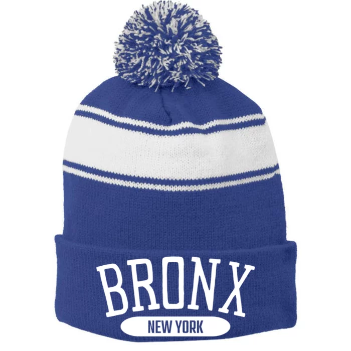 Bronx Gift College Style Bronx New York Ny Gift Stripe Pom Pom Beanie