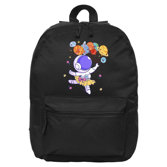 Ballerina Girl Cute Space Astronaut Costume Planet Balloons 16 in Basic Backpack