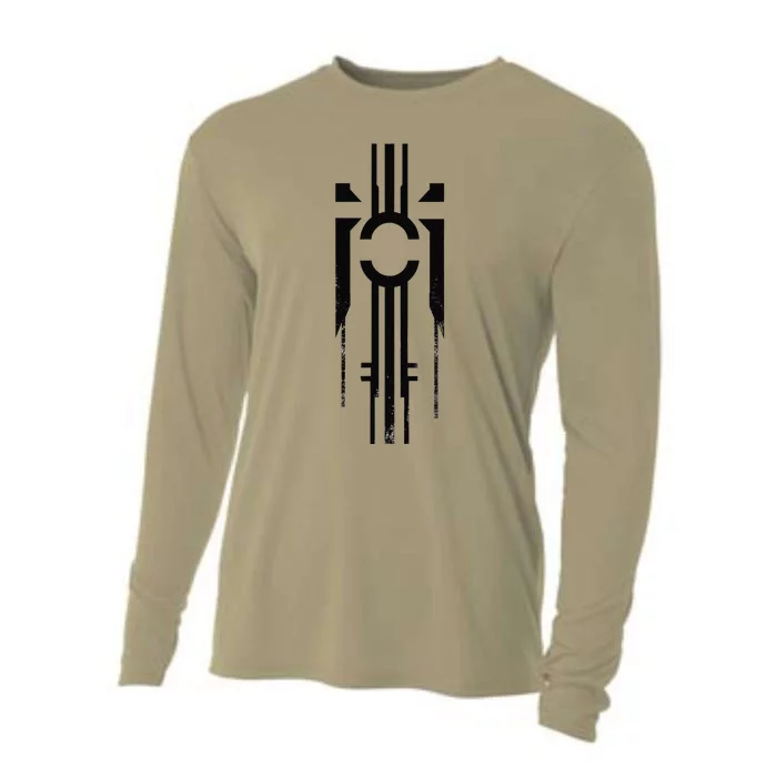 Black Geometric Cool Cooling Performance Long Sleeve Crew