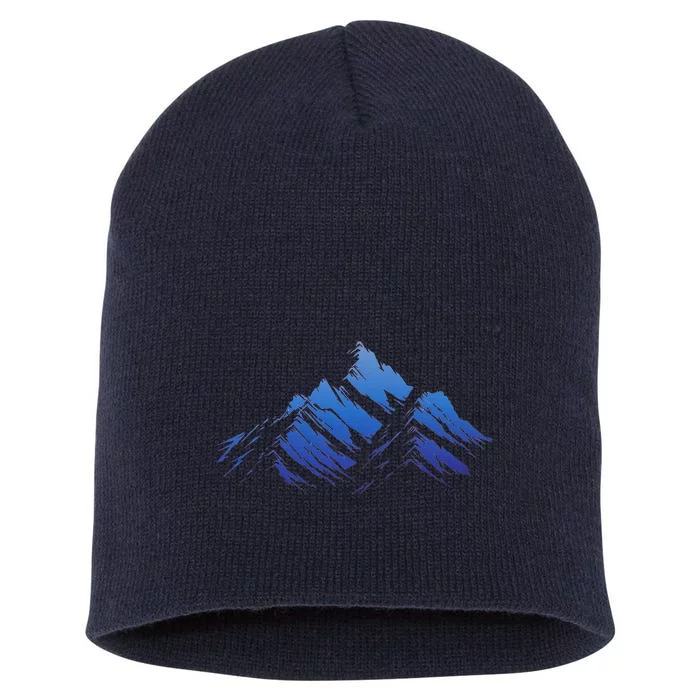 Blue Gradient Cool Short Acrylic Beanie