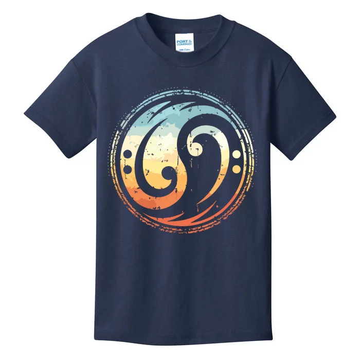 Bass Guitar Clef Yin Yang Vintage For Bassist Bass Player Kids T-Shirt