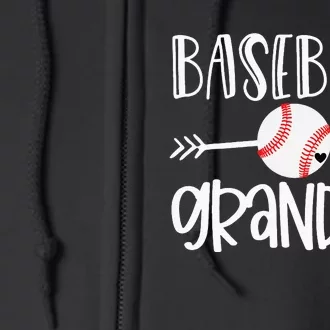 Baseball Grandma Cute from Grandson Player Arrow Heart Game Full Zip Hoodie