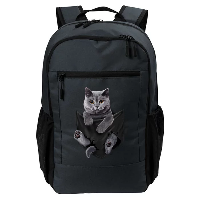 British Grey Cat In Pocket S Cats Gifts Daily Commute Backpack