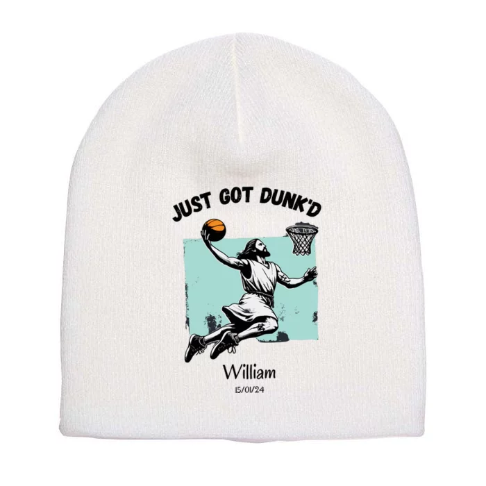 Baptism Gift Custom With Name & Date Just Got Dunked Bodysuit Baby Shower Gift C Short Acrylic Beanie