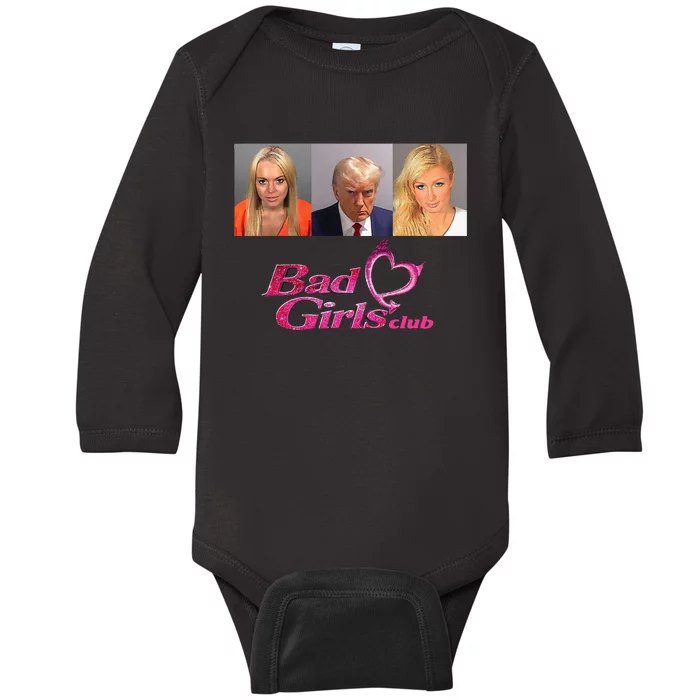 Bad Girls Club Donald Trump Mug Shot Baby Long Sleeve Bodysuit