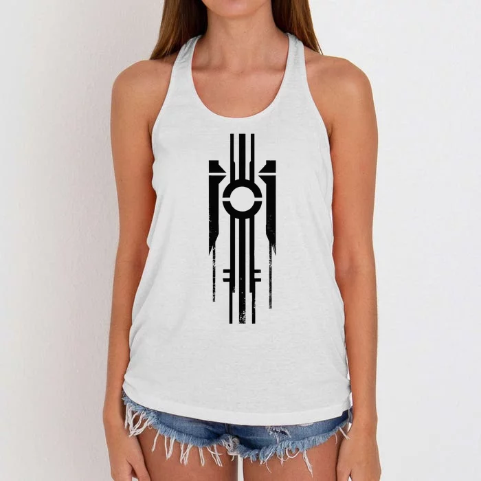 Black Geometric Cool Graphic S 6xl Graphic Women's Knotted Racerback Tank